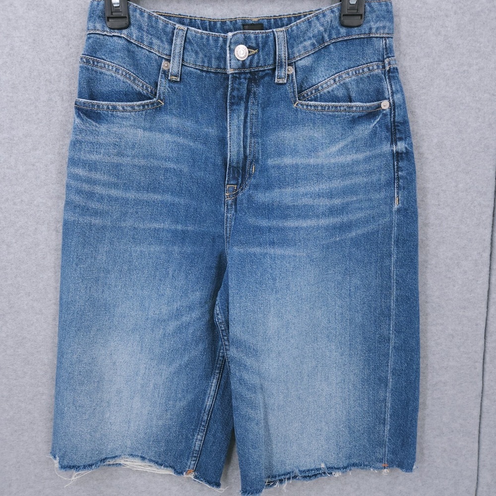 Boss Orange Denim Jorts Jean Shorts Blue Raw Edge Knee Length Womens 27 NWT‎